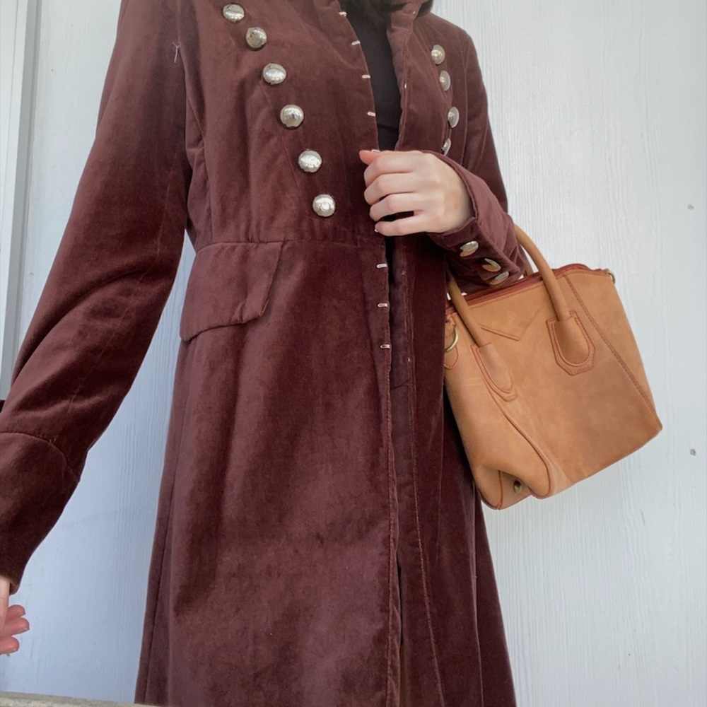Beautiful vintage velvet brown trench coat - Picture 2 of 5